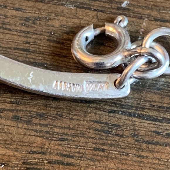 Sterling Silver Bracelet Black Stone Rectangles Link Stamped 925 A1 Artist Vtg - Picture 7 of 10